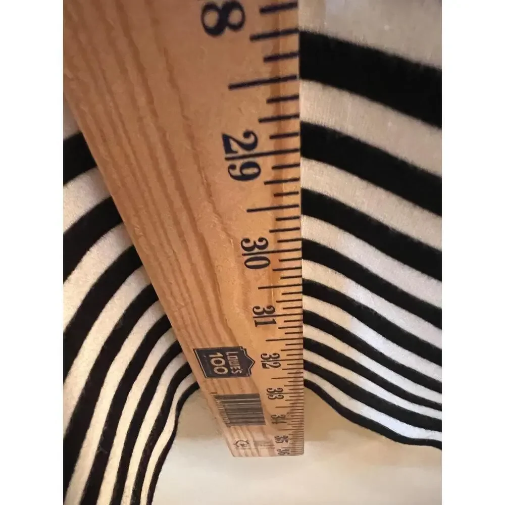 Kate Spade N179 Black White Striped 3/4 Sleeve Above Knee Dress Large